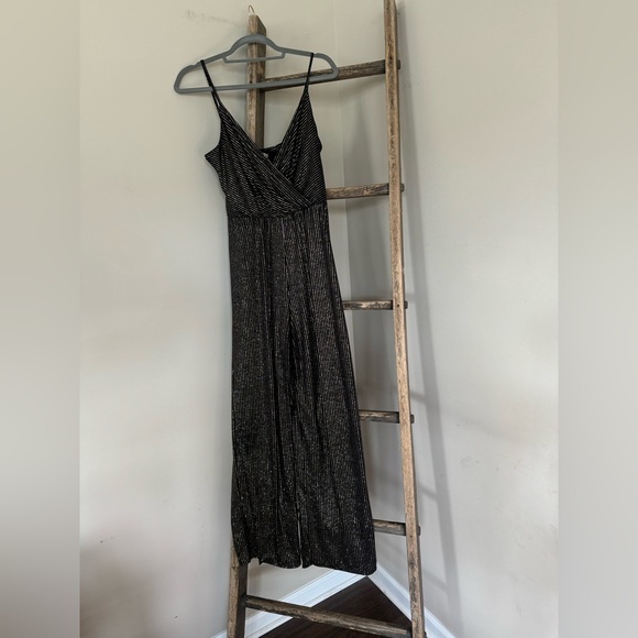 Altar’d State Adjustable Spaghetti Strap Sparkle Stripe Jumpsuit Size M - Picture 2 of 8